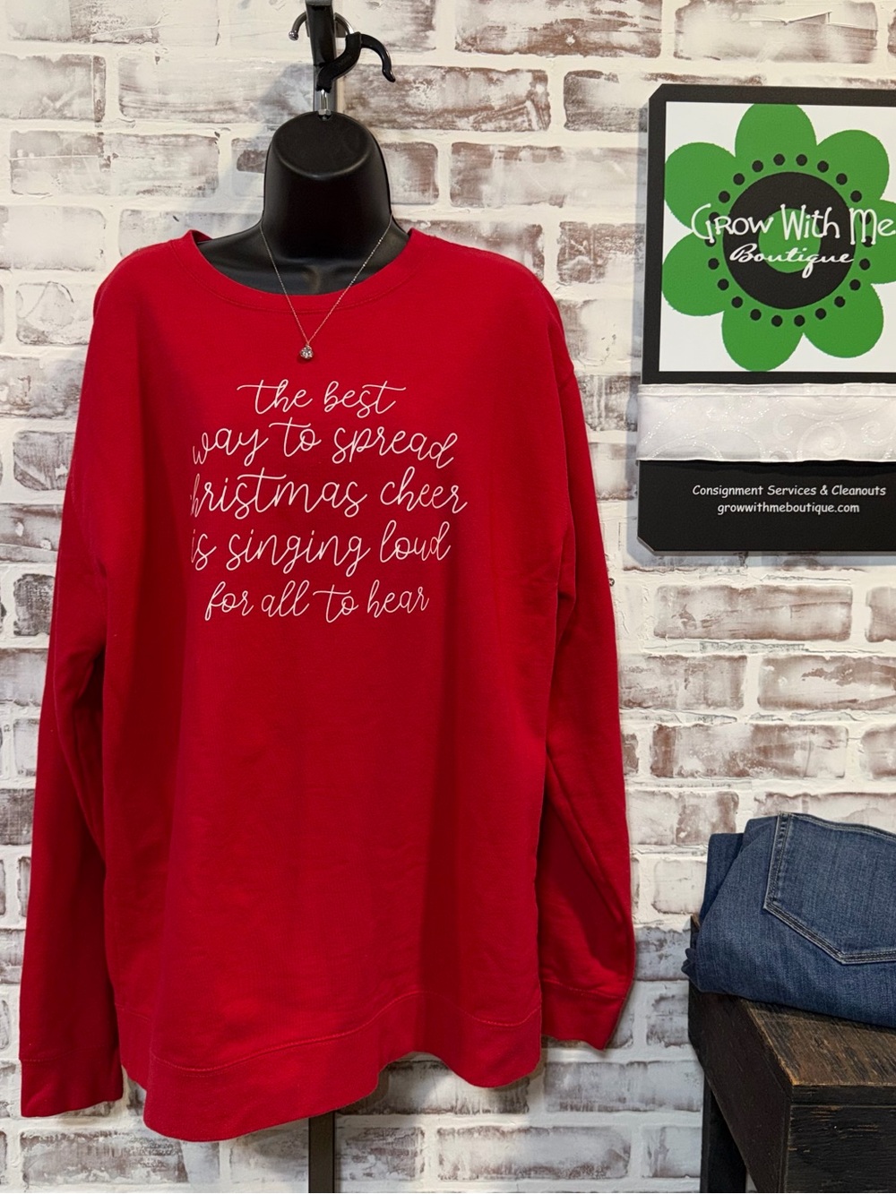 Holiday Christmas Graphic Sweatshirt - Red
